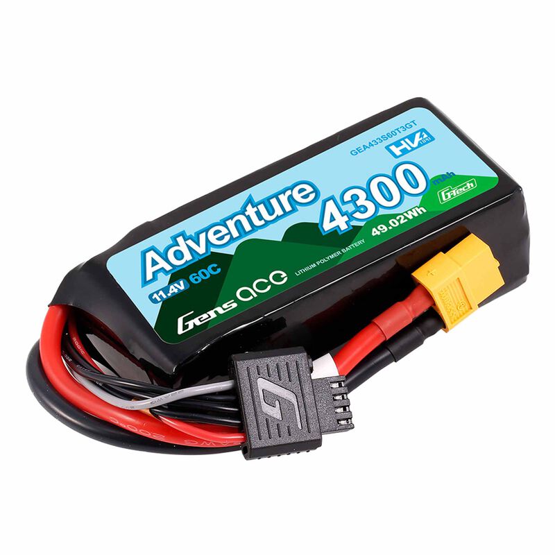 Gens ace 11.4V 4300mAh 3S 60C G-Tech Smart LiPo Battery: Deans 