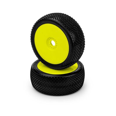 1/8 Arina 83mm Pre-Mounted Buggy Tires, Yellow Wheels, Green Compound (2) 1/8 Arina 83mm Pre-Mounted Buggy Tires, Yellow Wheels, Green Compound (2)