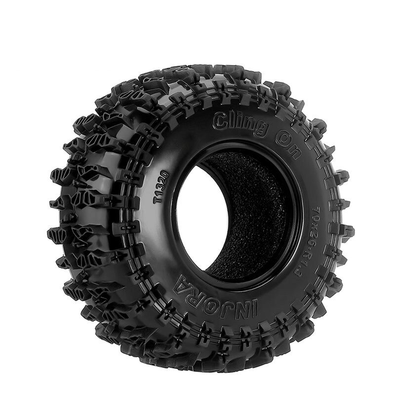 INJORA 1/18 Cling On Front/Rear 1.3" Rock Crawler Tires & Inserts (4)