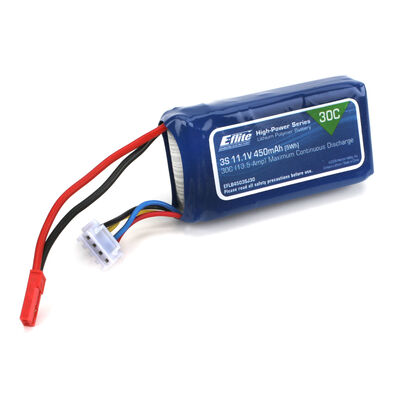 11.1V 450mAh 3S 30C LiPo Battery: JST 11.1V 450mAh 3S 30C LiPo Battery: JST