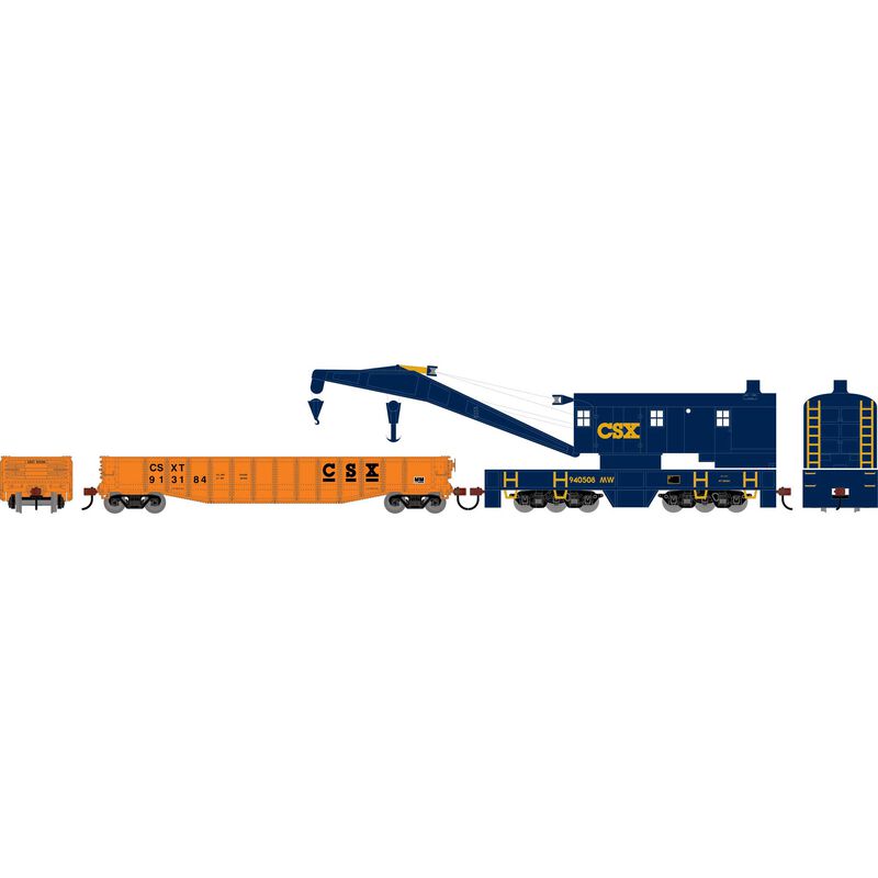 HO ATH 200-Ton Crane and 50' Gondola Set, CSXT #940508 (Crane); #913184 (Gondola)