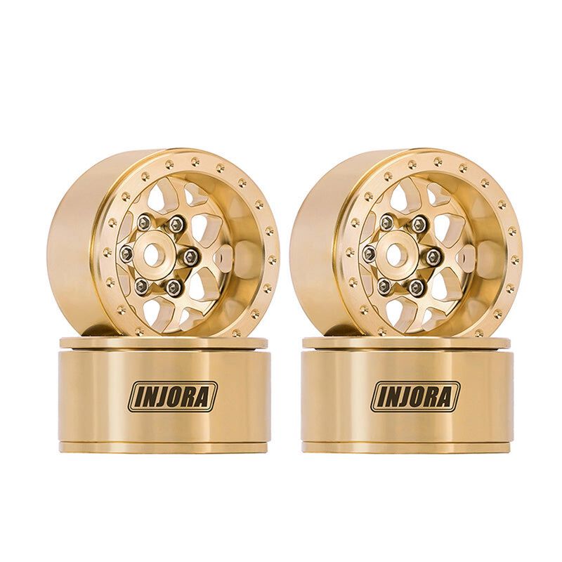 INJORA W1110 1.0" Brass -4.70mm Offset Beadlock Rock Crawler Wheels (4)