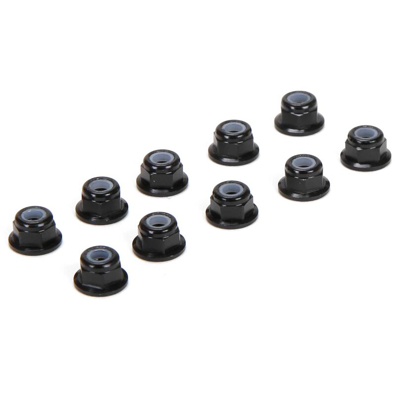 M3 Flanged Aluminum Lock Nuts, Black (10)