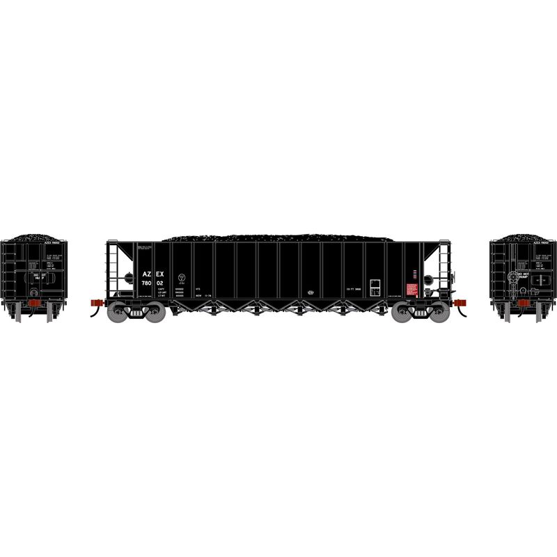 Athearn HO ATH Ortner 5-Bay Rapid Discharge Hopper w/Coal Load, AZEX #78002