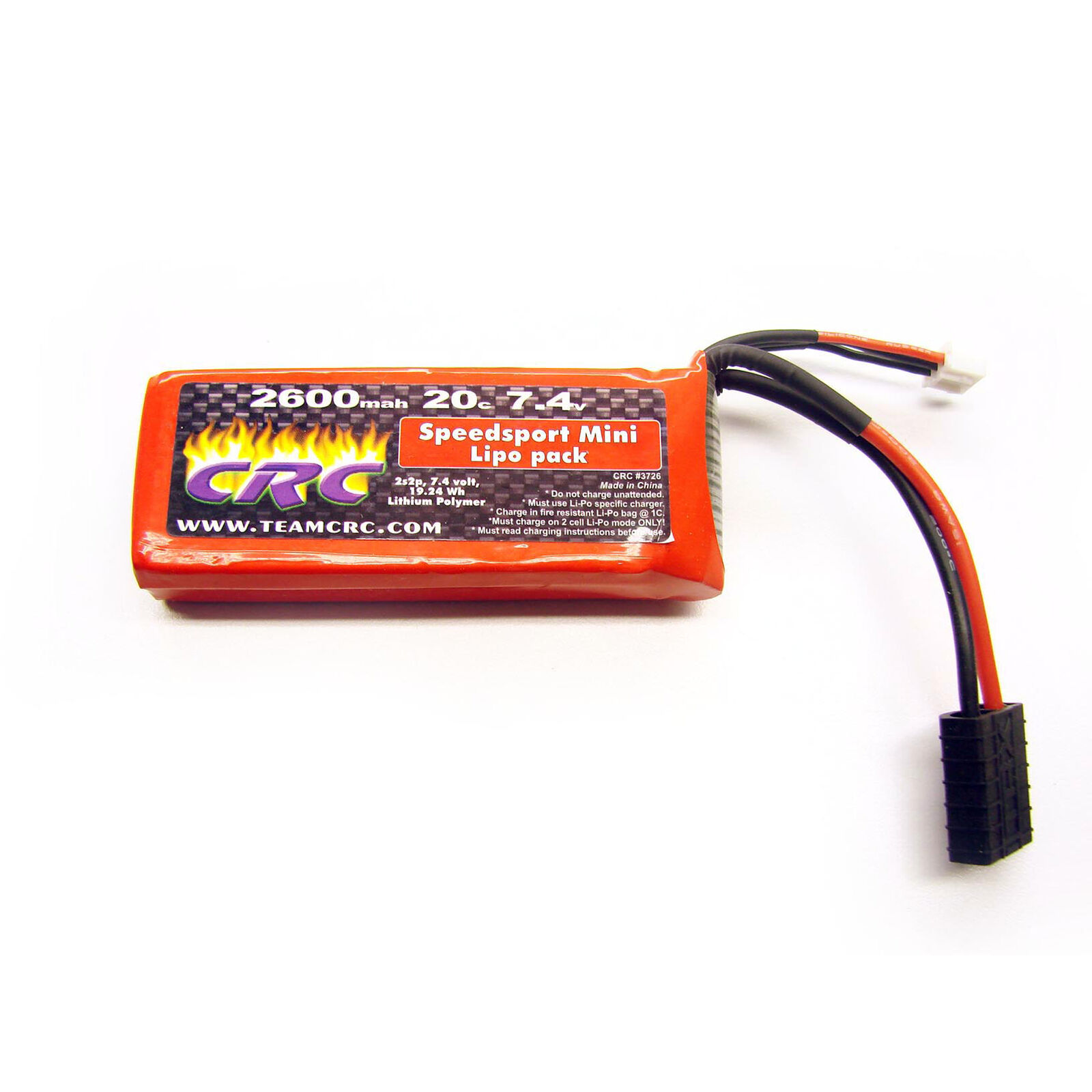 7.4V 2600mAh 2S 20C Mini Speedsport Hardcase LiPo Battery: Traxxas