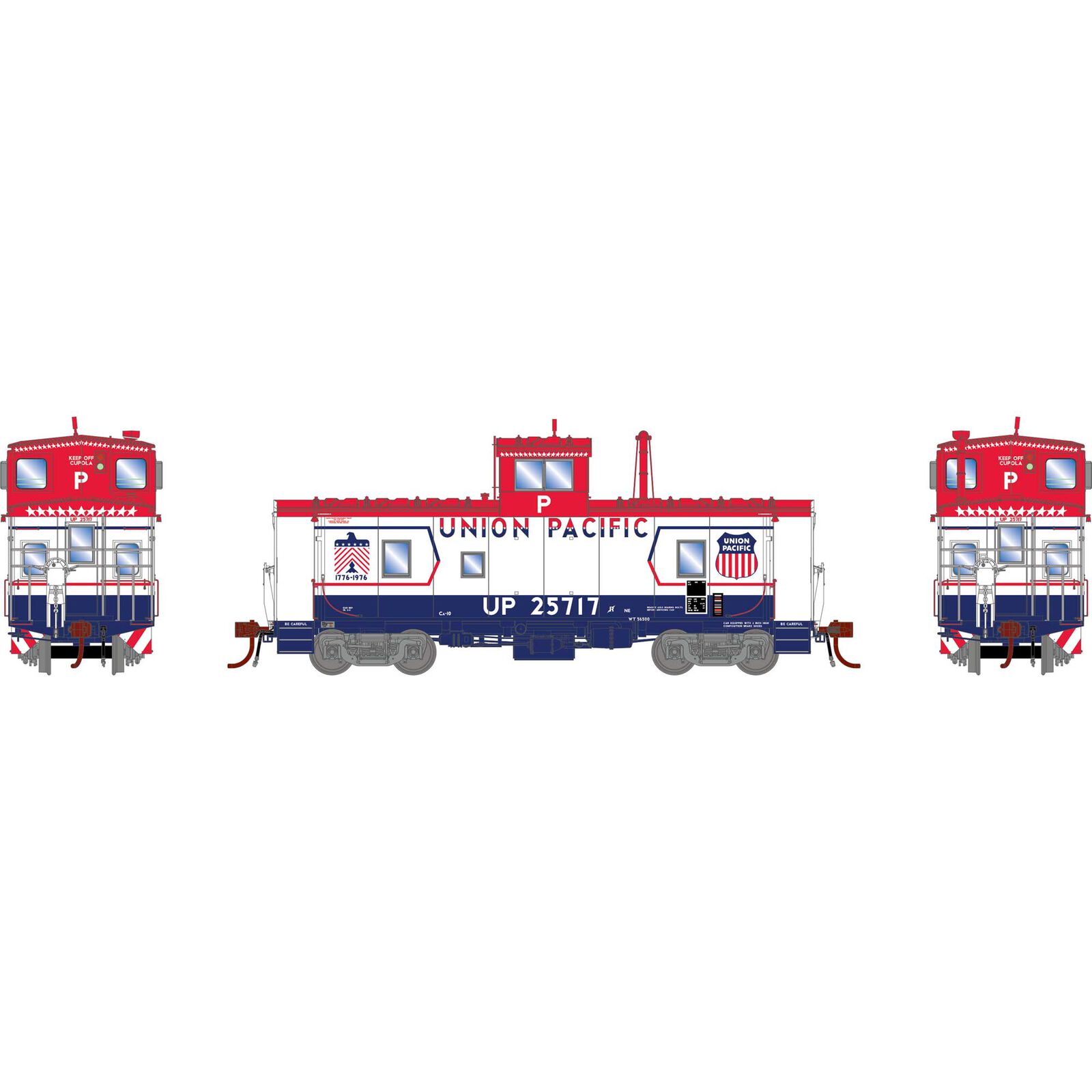 HO ICC Caboose CA-10 with Lights, UP #25717