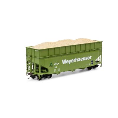 HO 40' Wood Chip Hopper with Load, WTCX #301 HO 40' Wood Chip Hopper with Load, WTCX #301