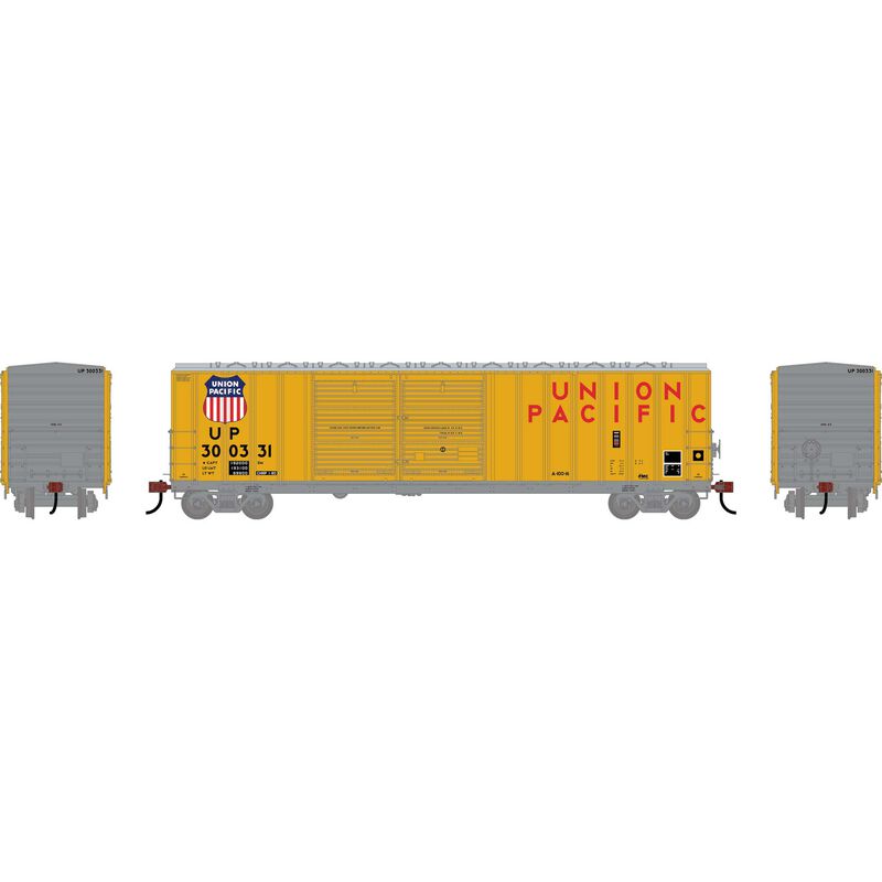 Athearn HO ATH 50' FMC 5077 DD Offset Box Car, UP 'Yellow' #300331