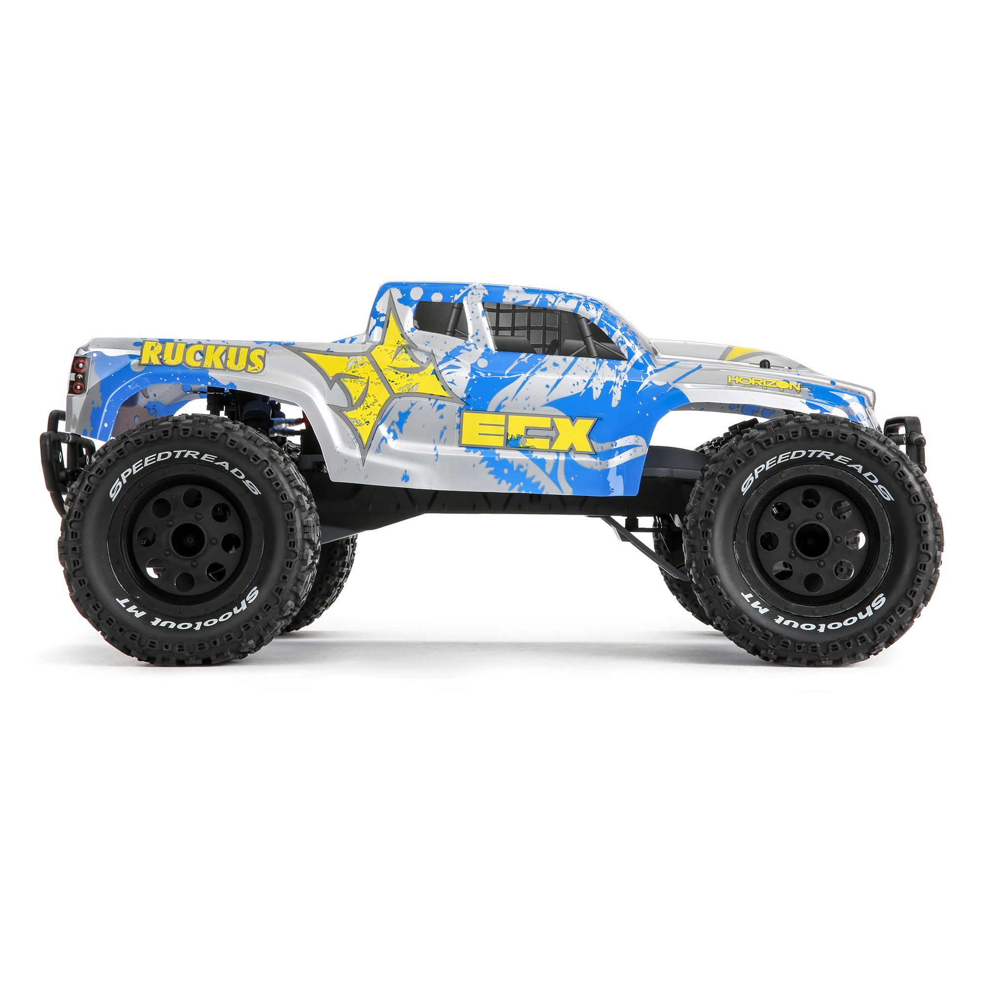 RECALLED 1 10 Ruckus 2WD Monster Truck Brushed LiPo RTR Silver Blue
