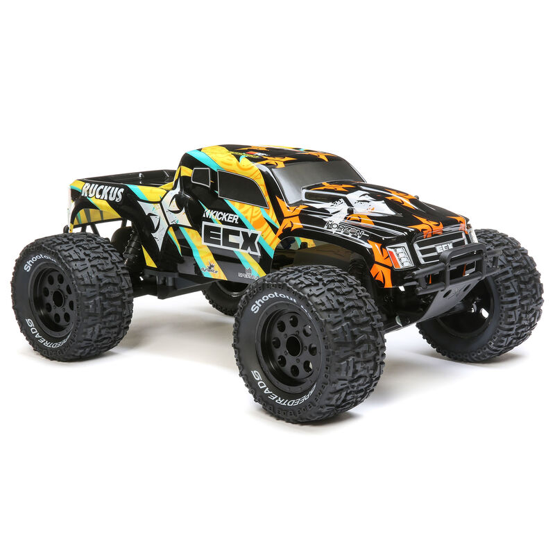 ECX 1/10 Ruckus 2WD Monster Truck Brushed RTR, Black/Yellow | Horizon Hobby