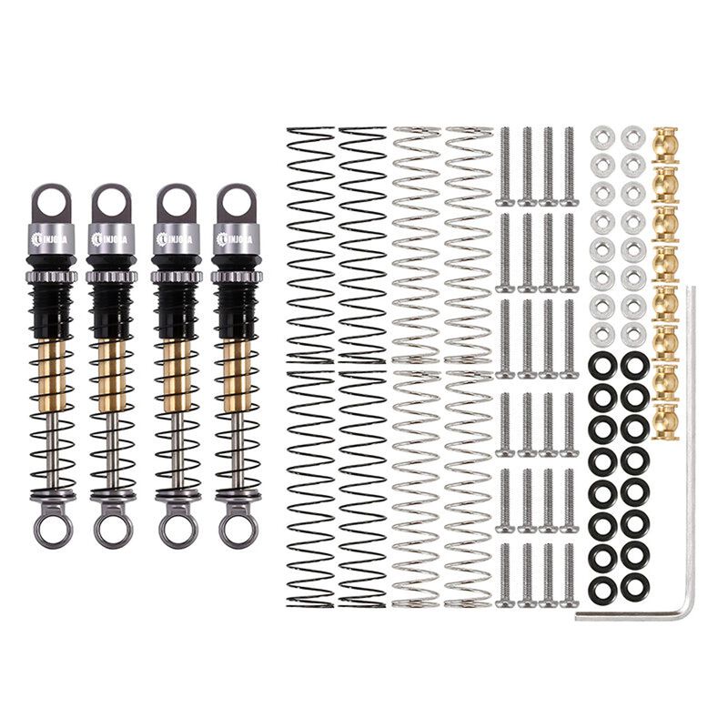 INJORA Aluminum 43mm Threaded Oil Shocks, Grey, 1/24 Axial SCX24 (4)