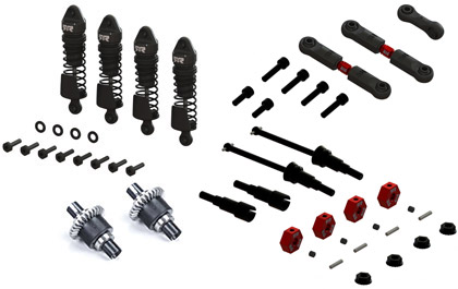 Kit Sterzo Anteriore In Alluminio 7075 Per Arrma Mojave 4X4 4S BLX: Ricambio Upgradato Con Cuscinetti E Viti, Colore Nero, ARA340200