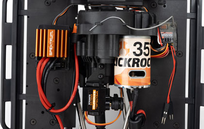 INSTALLED POWER SYSTEM for the Axial 1/10 SCX10 III Jeep Cherokee XJ 4X4 Ready-To-Run Brushed Rock Crawler