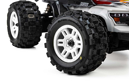 Cornering Confidence for the Pro-Line Badlands Tires & White Split Six Wheels for ARRMA MINI KRATON