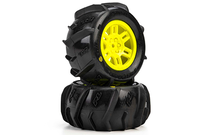 Bolt On and Send It for the Pro-Line Dumont Paddle Tires & Yellow Split Six Wheels for ARRMA MINI KRATON