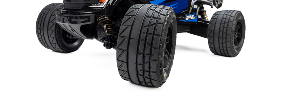 Proven Pro-Line Performance for the Pro-Line Menace Front/Rear Street Tires Mounted 12mm Black Split Six