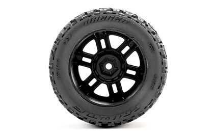 Pre-Mounted Precision for the Pro-Line Jaeger Front/Rear MT Tires MTD 12mm Black Split Six