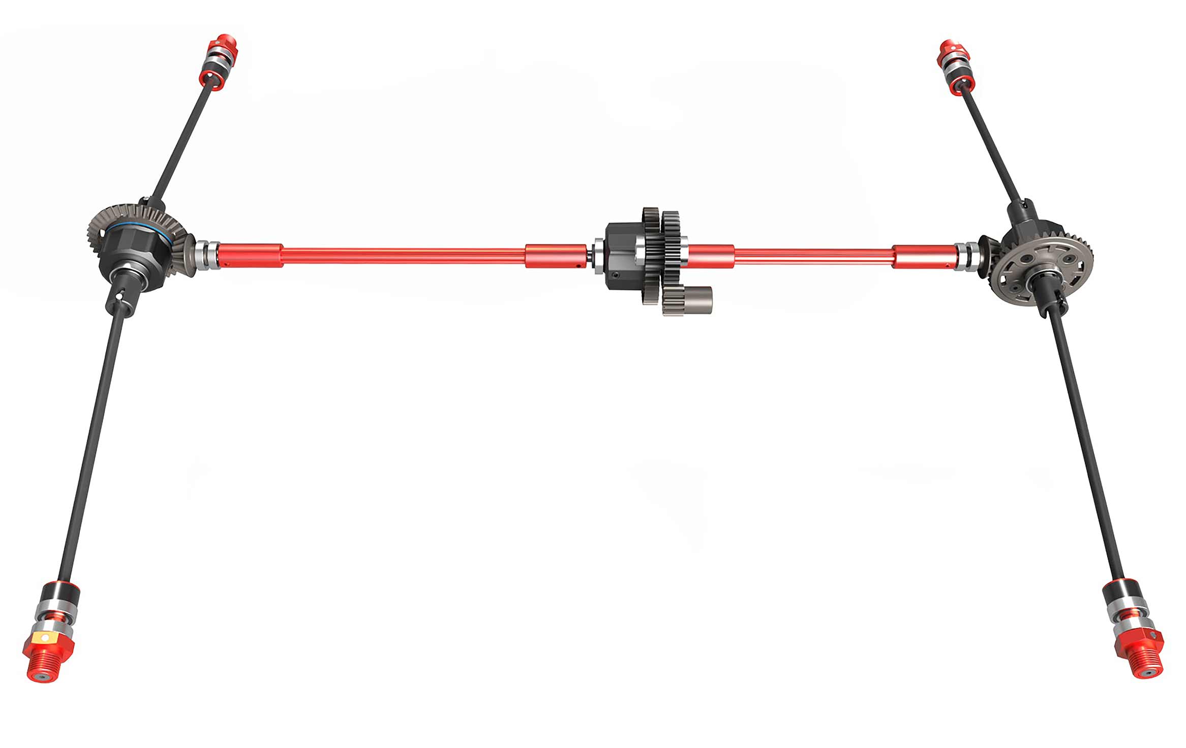 Performance Drivetrain, Three Differentials, and Splined Drive Shaft