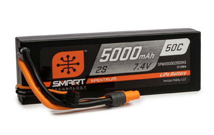 Spektrum<sup>™</sup>5000mAh 2S 50C Smart Hardcase LiPo Battery: IC3