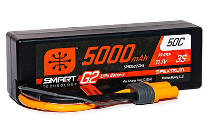 Spektrum™ 5000mAh 3S Smart G2 Lipo 50C; IC5 Battery (two batteries included)