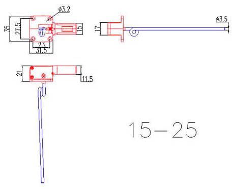 E-Flite 85-Degree Main Electric Retract Unit Diagram for RC airplane