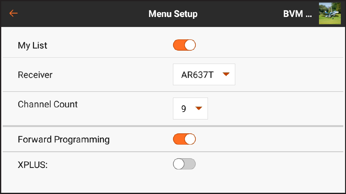 Configuration des menus