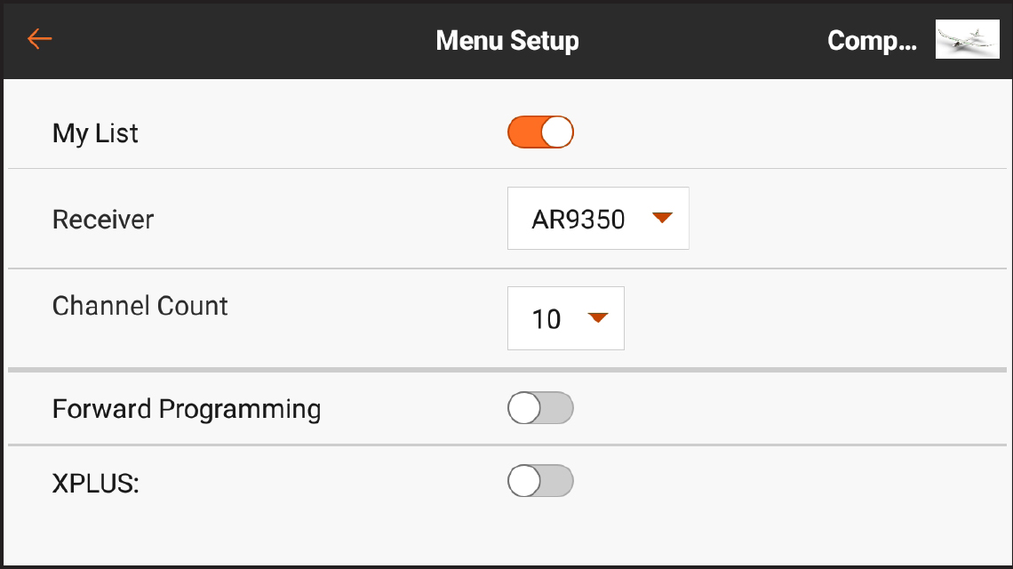 Configuration des menus