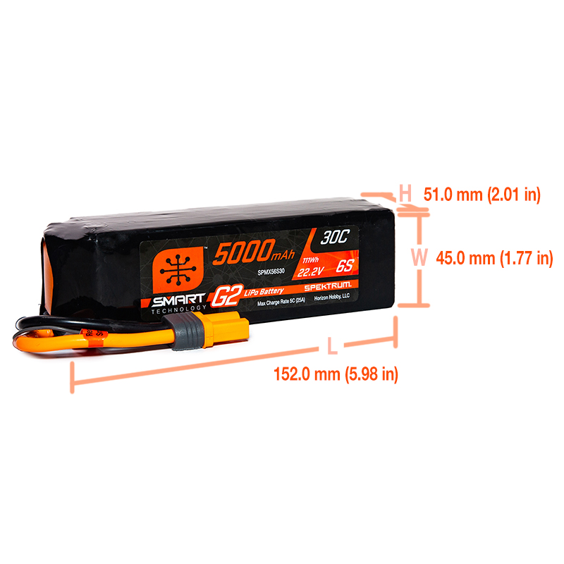 22.2V 5000mAh 6S 30C Smart G2 LiPo Battery: IC5