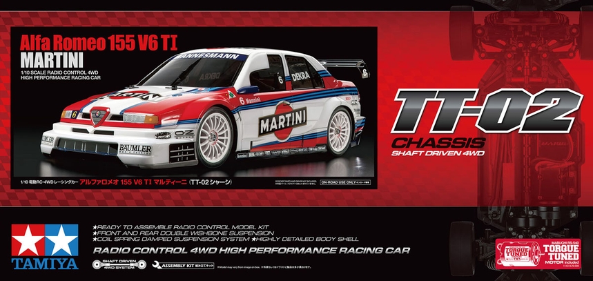 1/10 Alfa Romeo 155 V6 TI Martini TT-02 4x4 On-Road Touring Kit