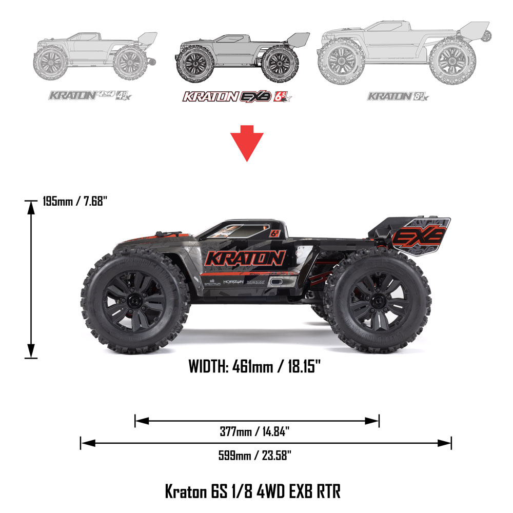 1/8 KRATON 6S BLX 4X4 EXtreme Bash Speed Monster Truck RTR, Black