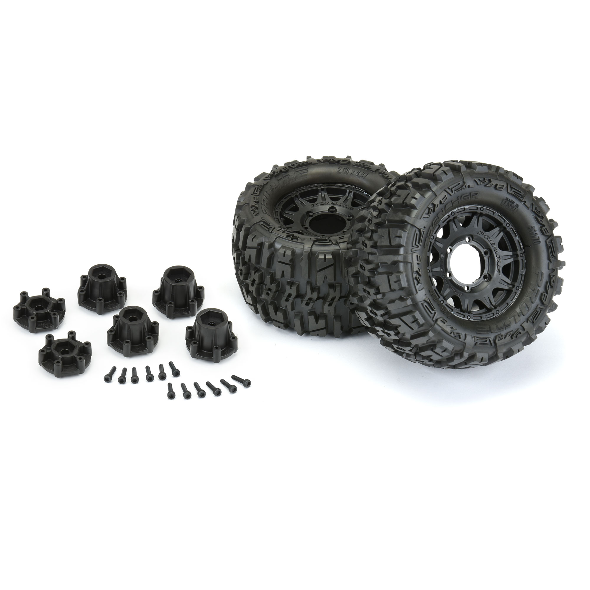 1/10 Trencher Front/Rear 2.8" MT Tires Mounted 12mm Blk Raid (2)