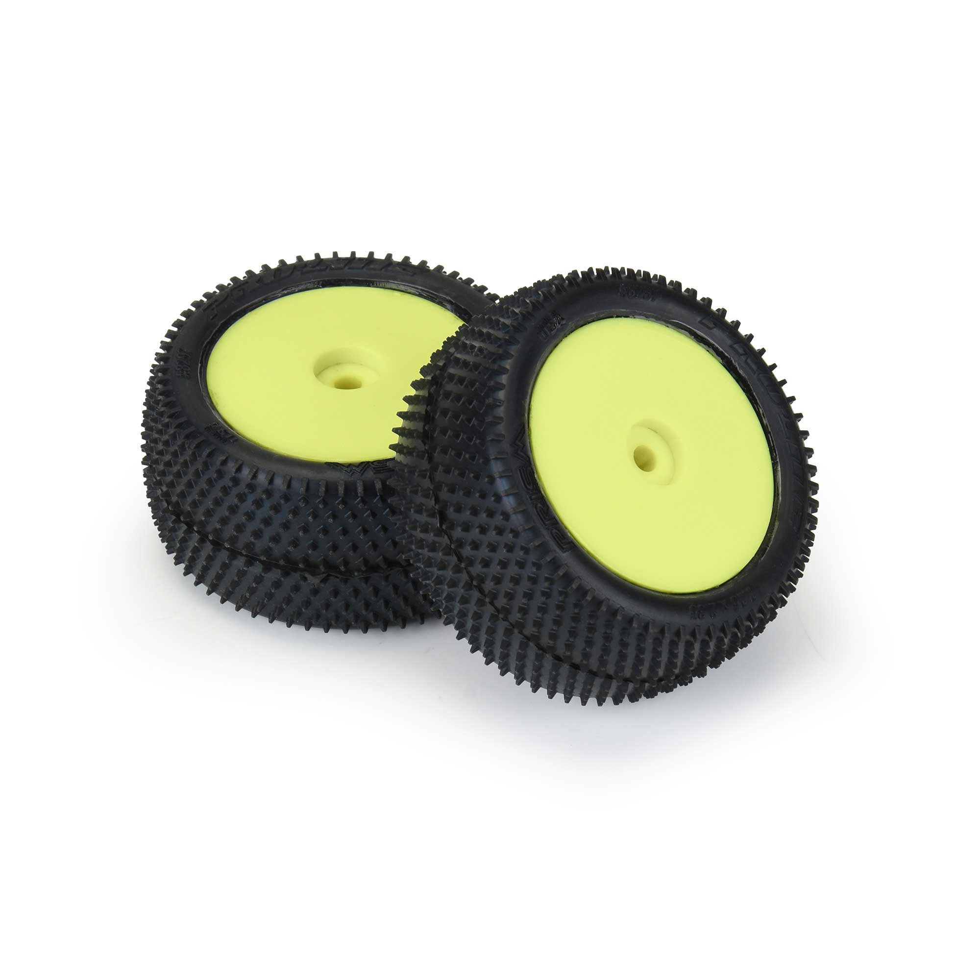 1/18 Prism Rear Carpet Mini-B Tires Mounted 8mm Yellow Wheels (2)