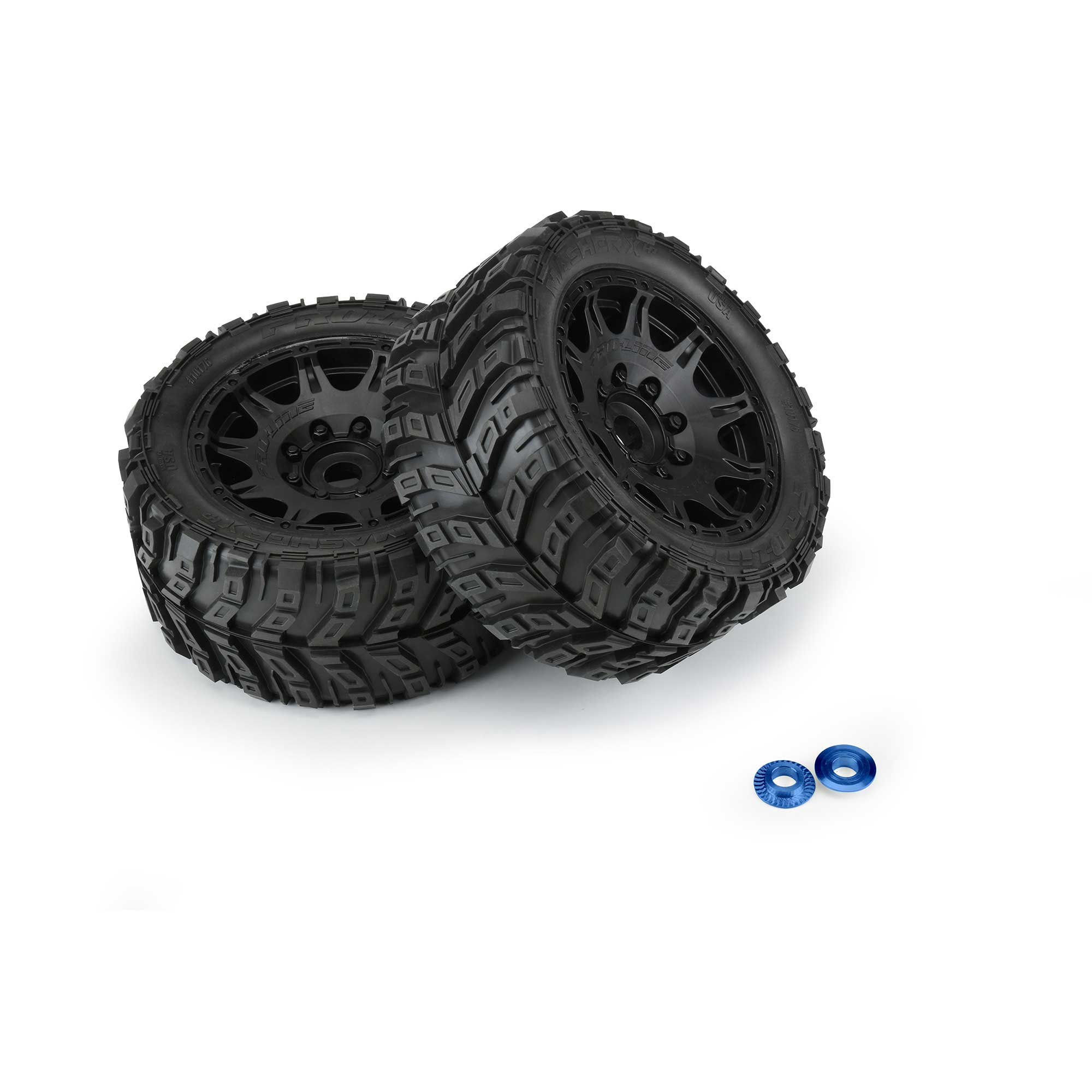 1/6 Masher X HP BELTED Fr/Rr 5.7" MT Tires Mounted 24mm Black Raid (2)