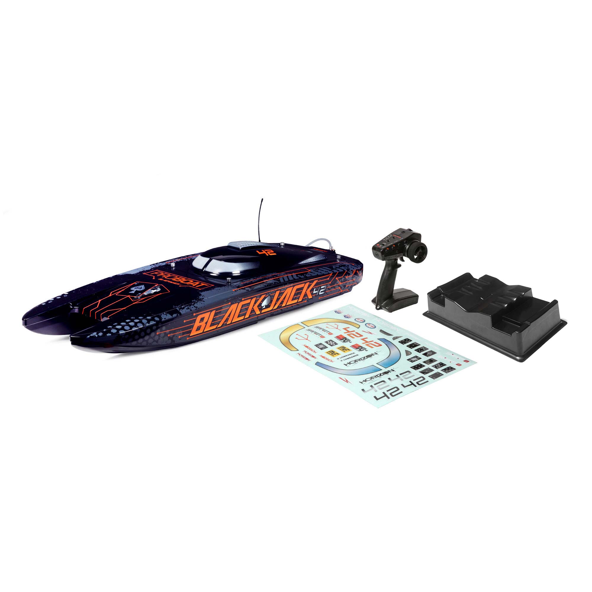 Blackjack 42" 8S Brushless Catamaran RTR: Black/Orange