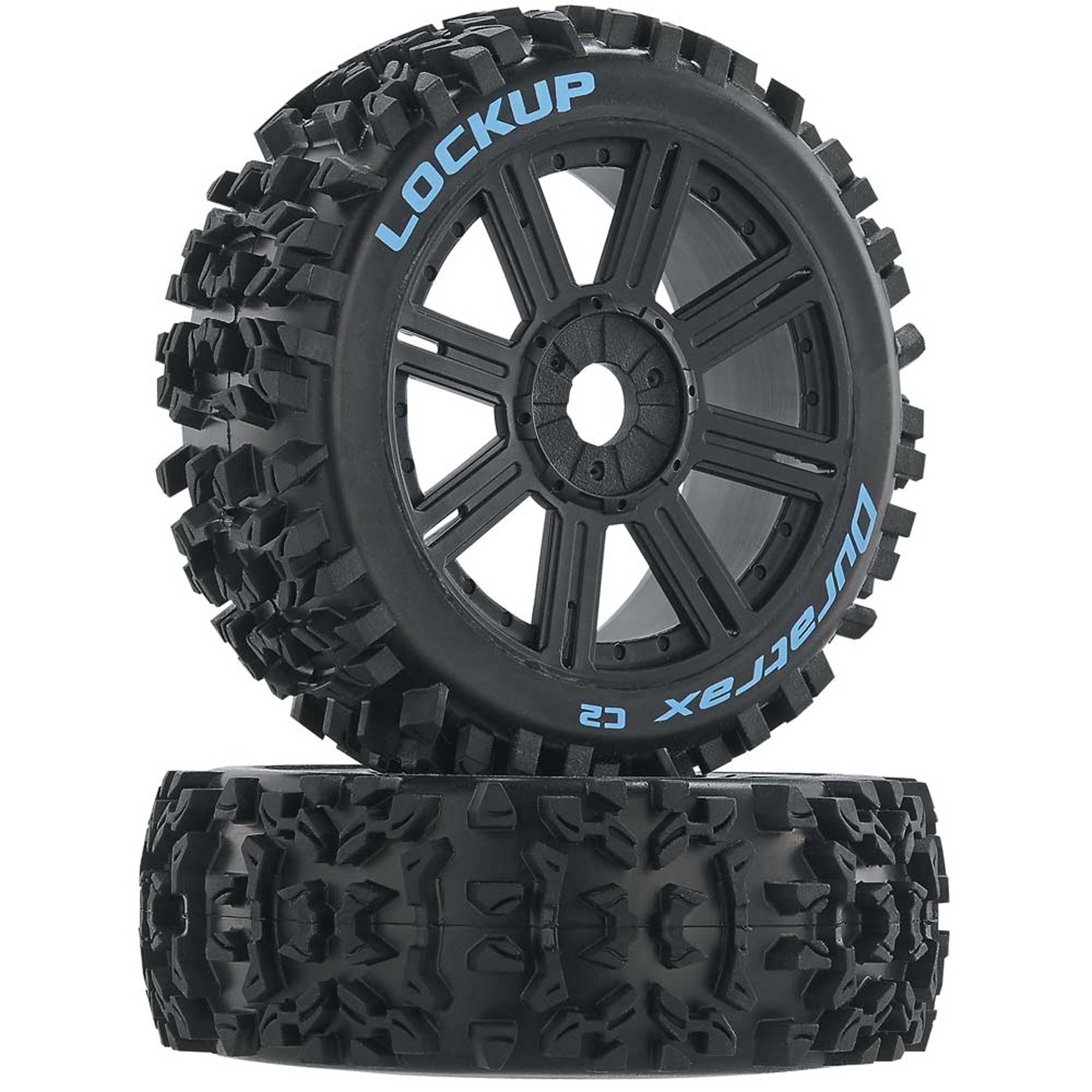 Set of 2 Unmounted Duratrax Lockup 1:8 Scale RC Buggy Tires with Foam Inserts C2 Soft Compound 