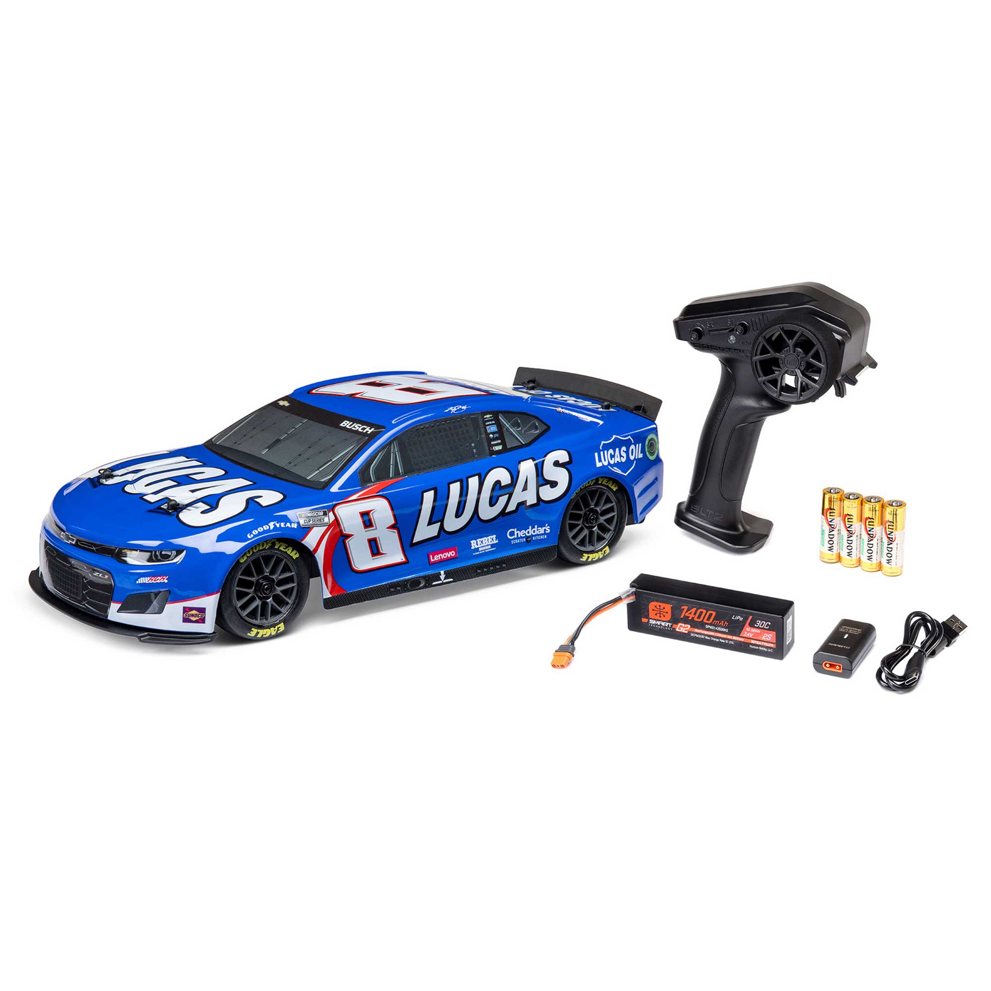 1/12 AWD NASCAR RC Race Car RTR, Kyle Busch #8 Lucas Oil 2024 Chevy Camaro