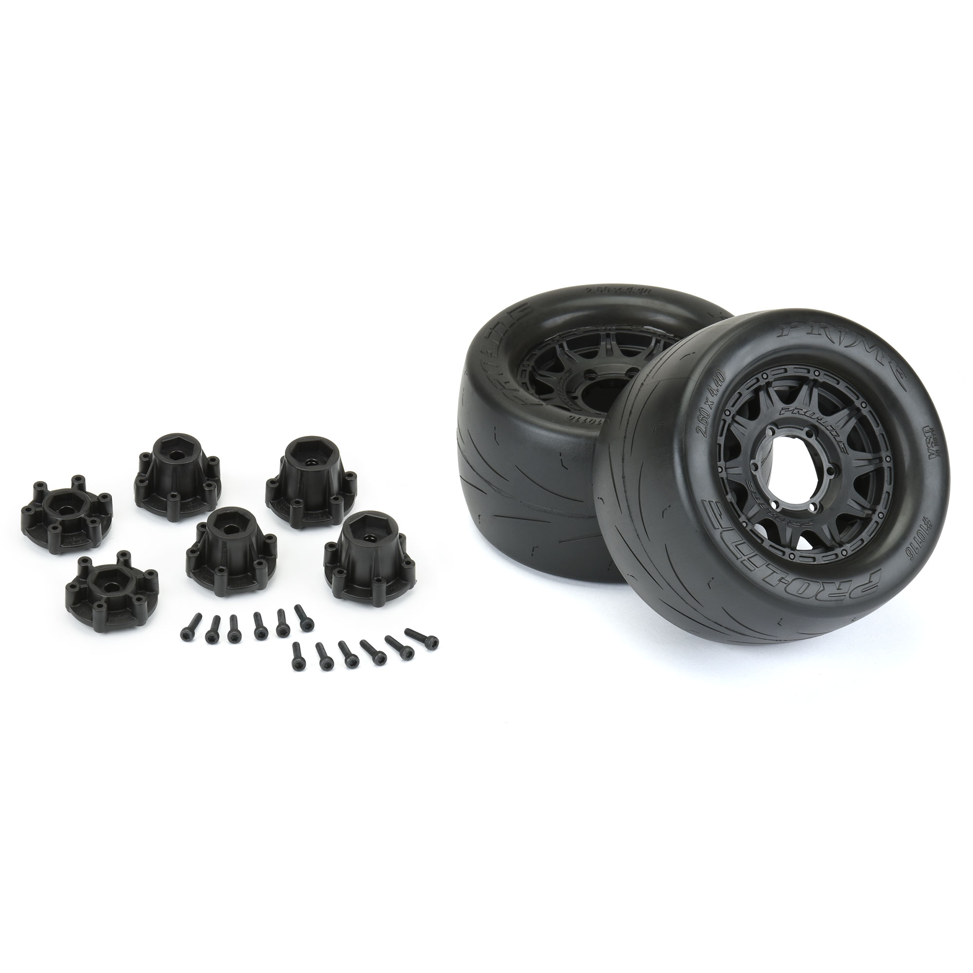 1/10 Prime Front/Rear 2.8" Street MT Tires Mounted 12mm Blk Raid (2)