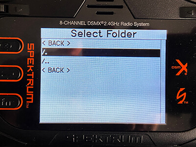 Upon returning to the "SD Card Menu", scroll up to Options and select Import Model.