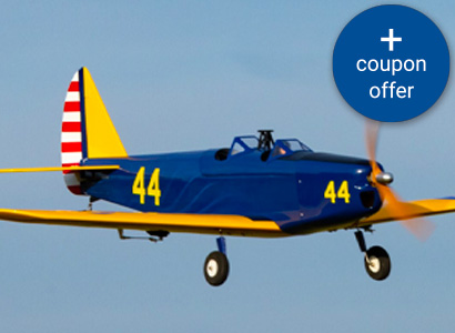 Pre-order an Hangar 9 Funscale PT-19 PNP through September 29th and receive a coupon for 50% off a Spektrum AR637T Telemetry Receiver (SPMAR637T). A $57 dollar value!