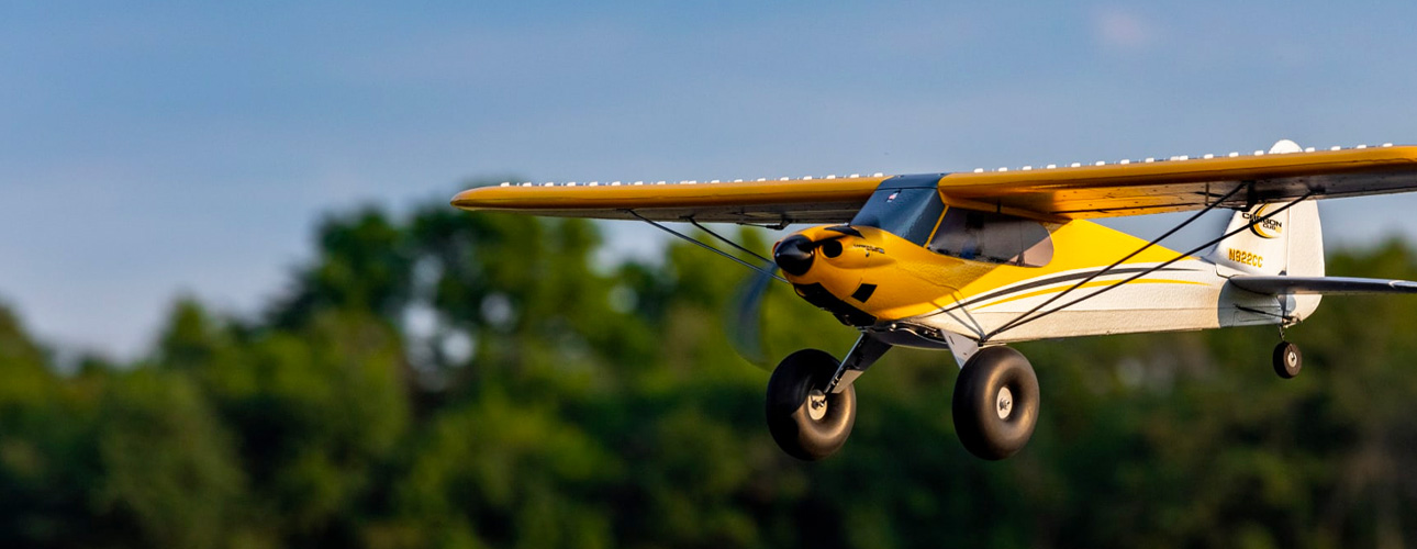 RC Trainer Airplane HobbyZone Sport Cub S 2 in flight glamour shot